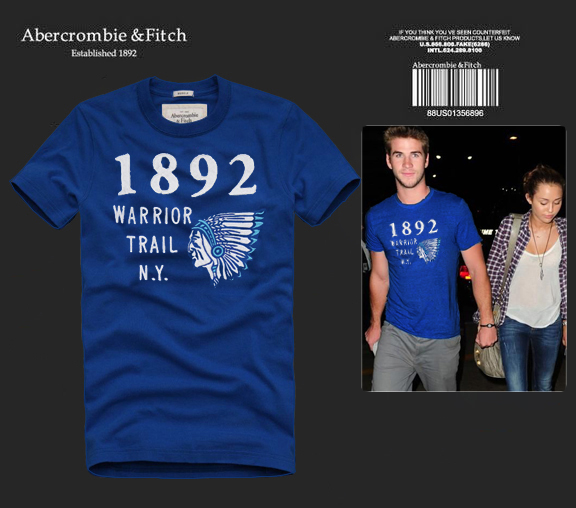 Abercrombie Fitch Hombres De Cuello Redondo Con Gente Fotos Corto Remera AF5640